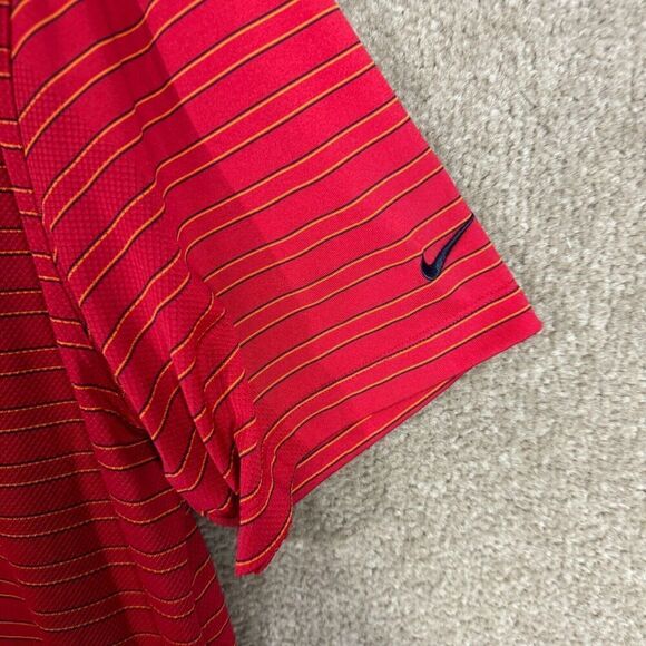 Nike Golf Polo Shirt Mens Size XL Red Striped Short Sleeve Performance Fit Dry - Picture 3 of 9